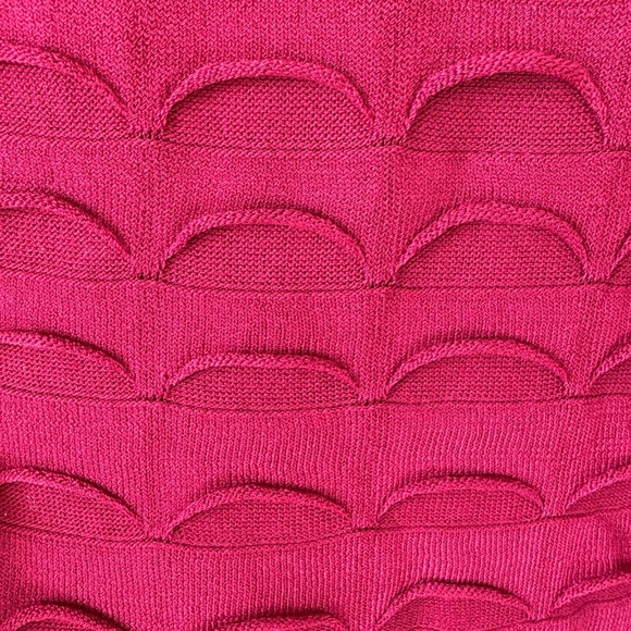 Catherine Malandrino P 3/4 sleeve Scallop wave textured Dress Red - Picture 7 of 8